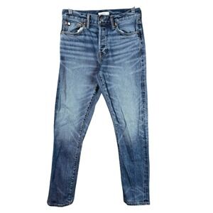 AE77 Classic Selvedge Jeans‎ Mens 28x28 Blue Button Fly Tapered Stretch Read